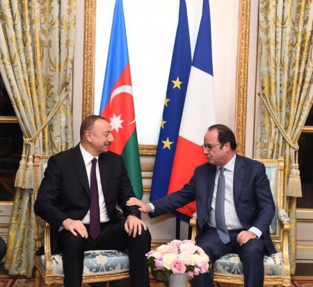 Prezident İlham Əliyev Fransa Prezidenti Fransua Olland ilə görüşüb - FOTOLAR