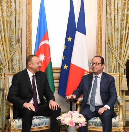 Prezident İlham Əliyev Fransa Prezidenti Fransua Olland ilə görüşüb - FOTOLAR